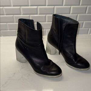 Camper Black Leather Boots with Metallic Heel